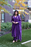 Deep Royal Purple Embroidered Kurta Set