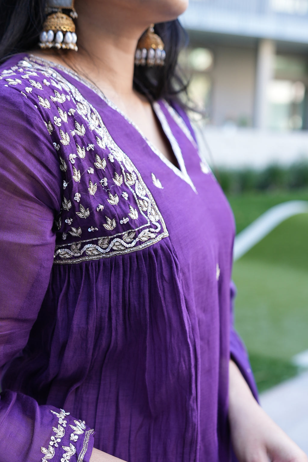 Deep Royal Purple Embroidered Kurta Set