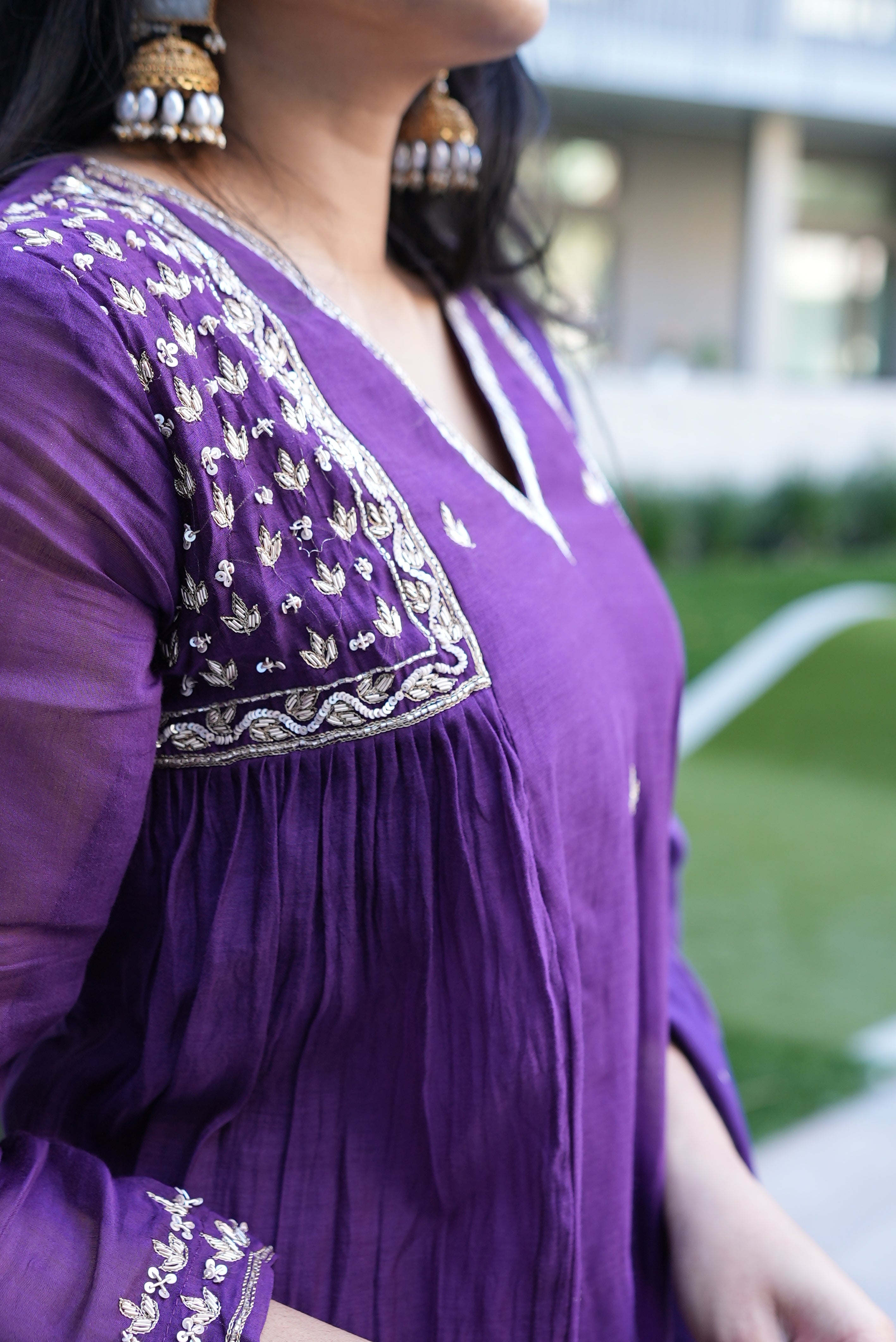 Deep Royal Purple Embroidered Kurta Set