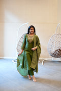 Olive Green Embroidered Kurta Set