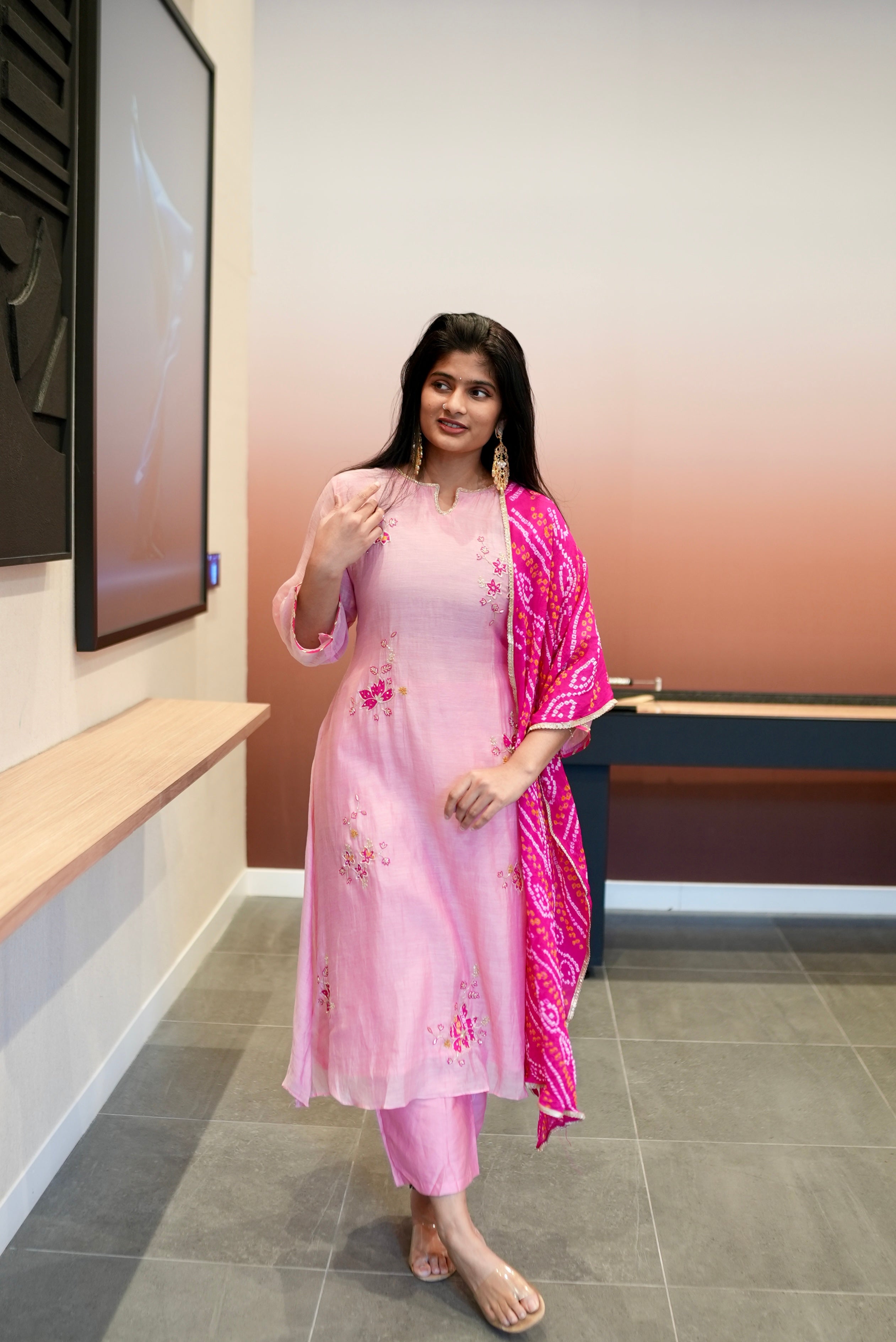Pink Embroidered Kurta Set