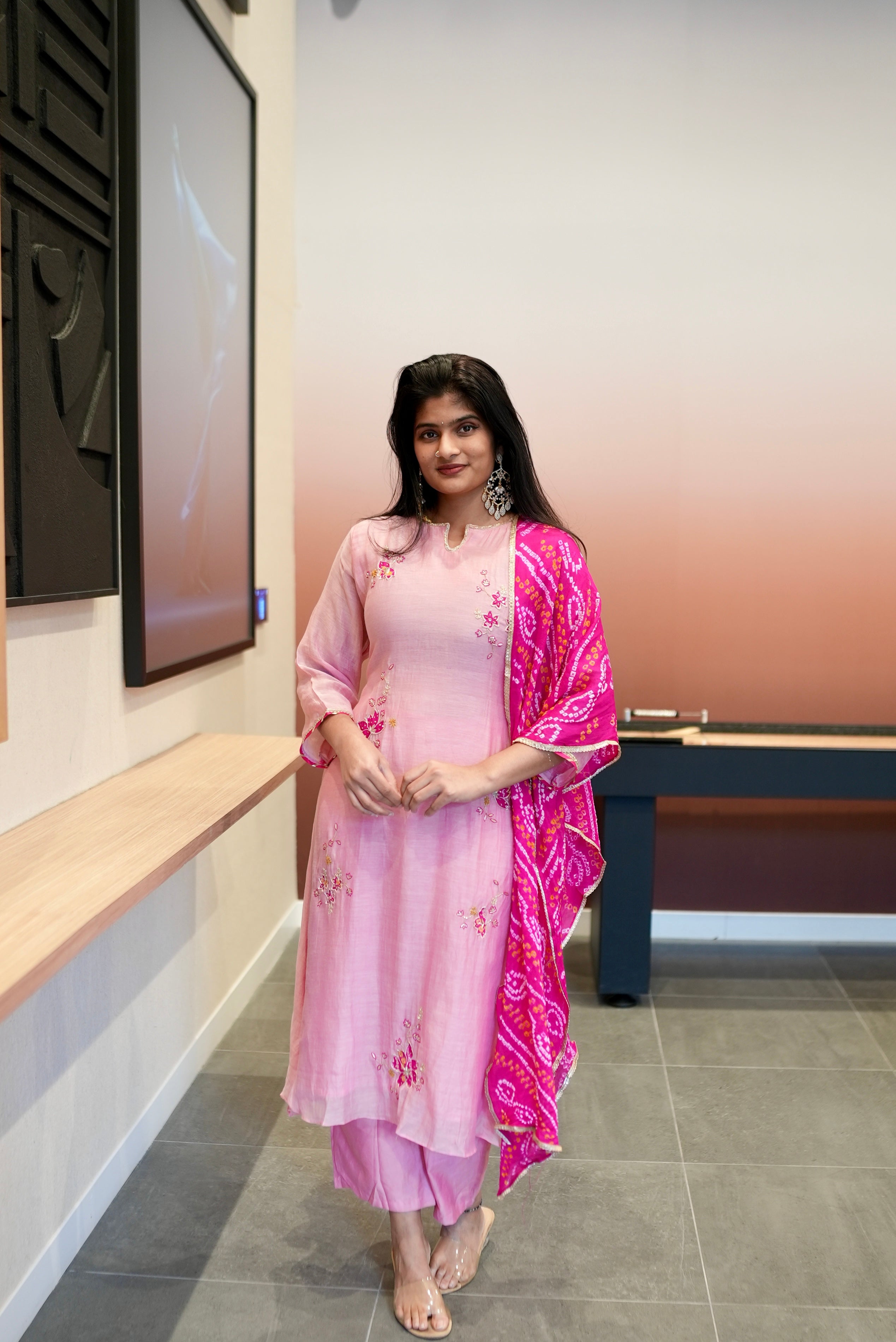 Pink Embroidered Kurta Set