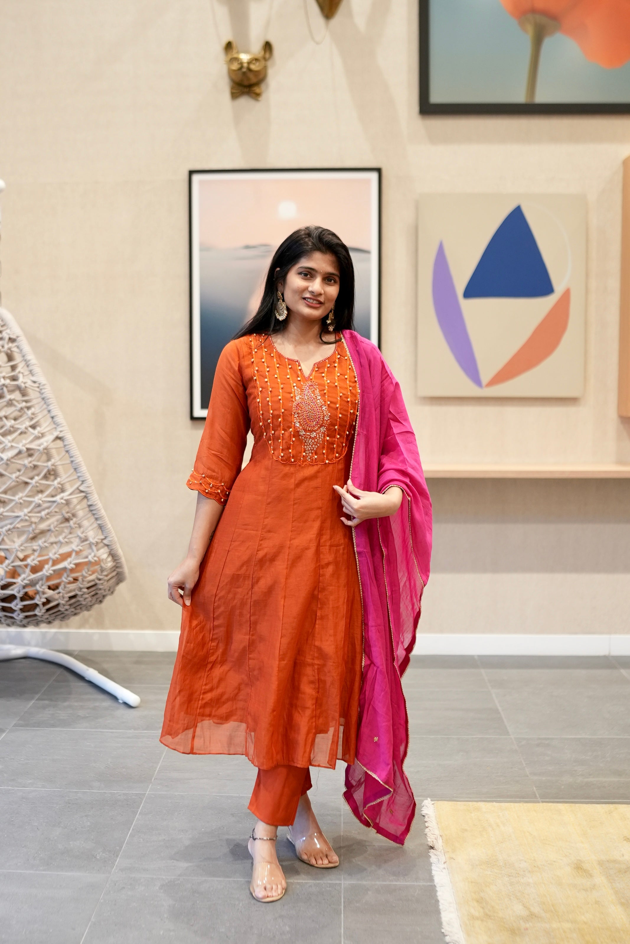 Orange Ghungroo Kurta Set
