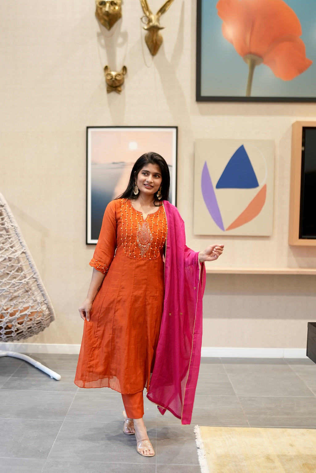Orange Ghungroo Kurta Set