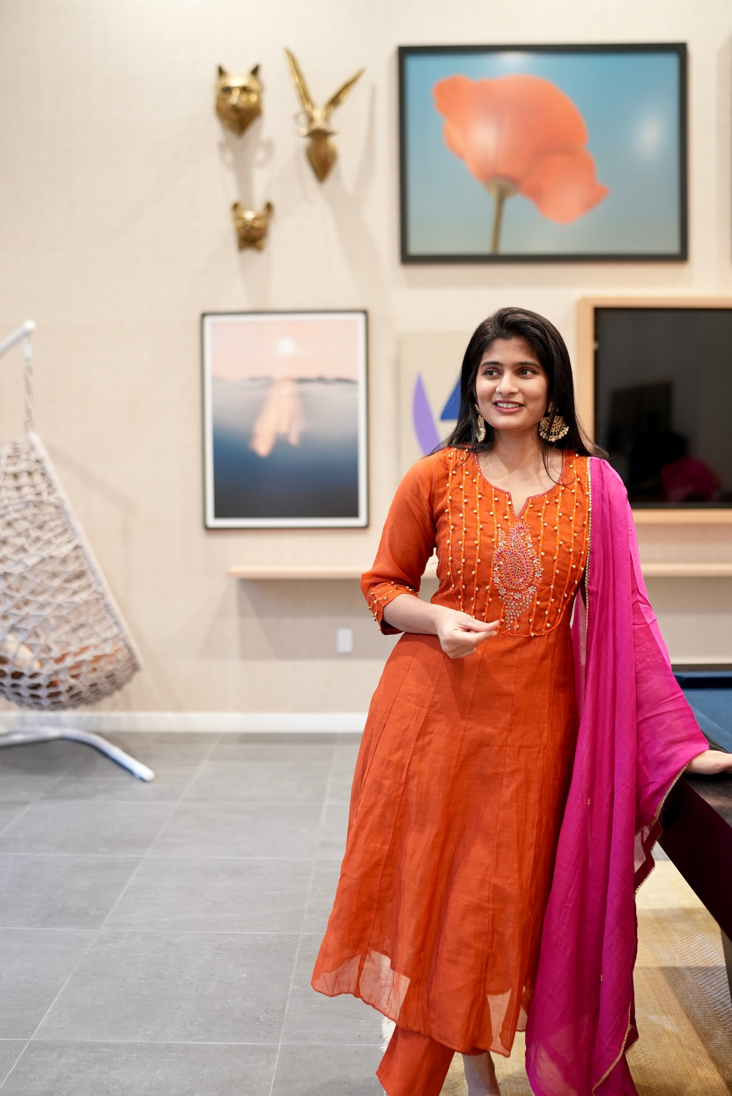 Orange Ghungroo Kurta Set