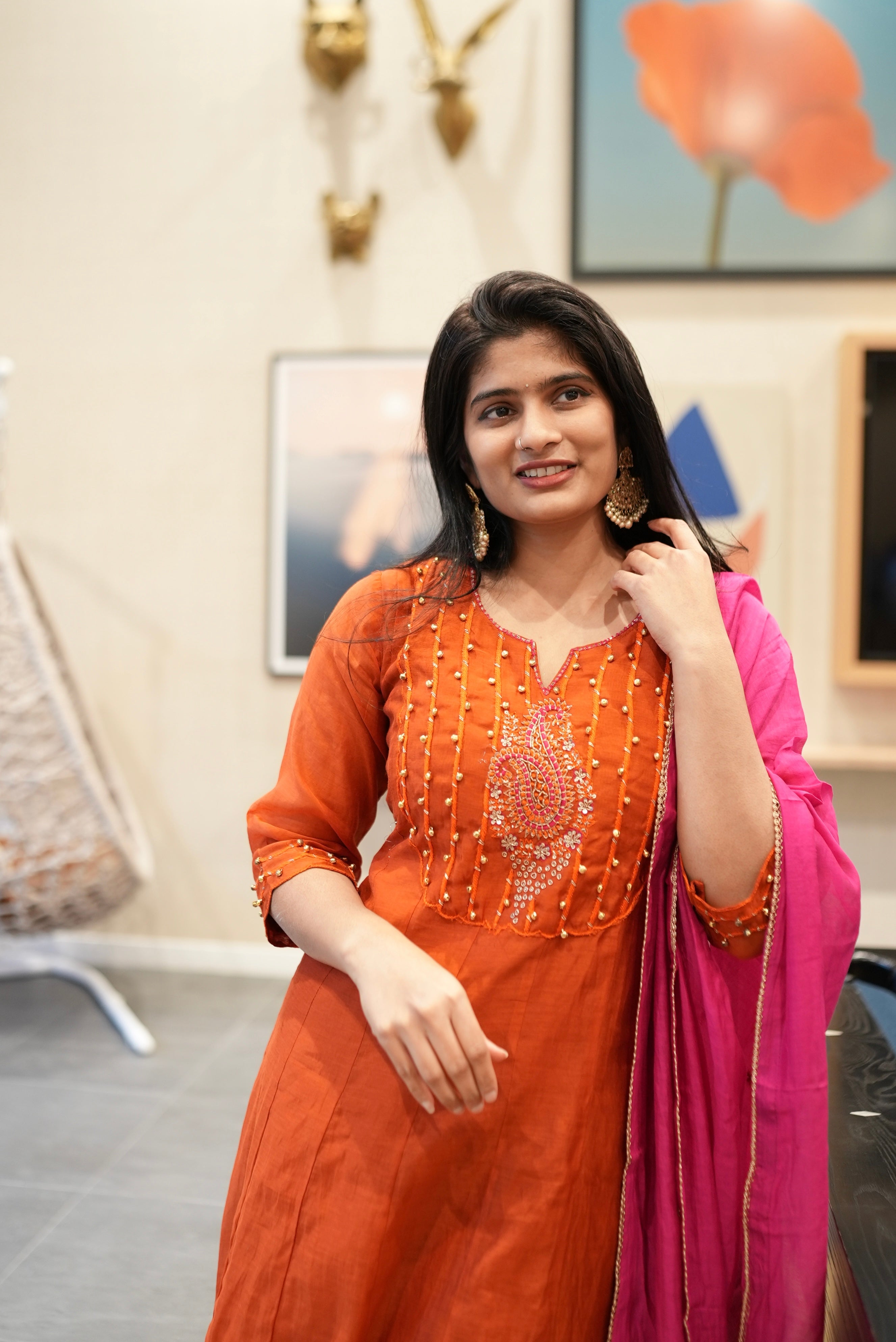Orange Ghungroo Kurta Set