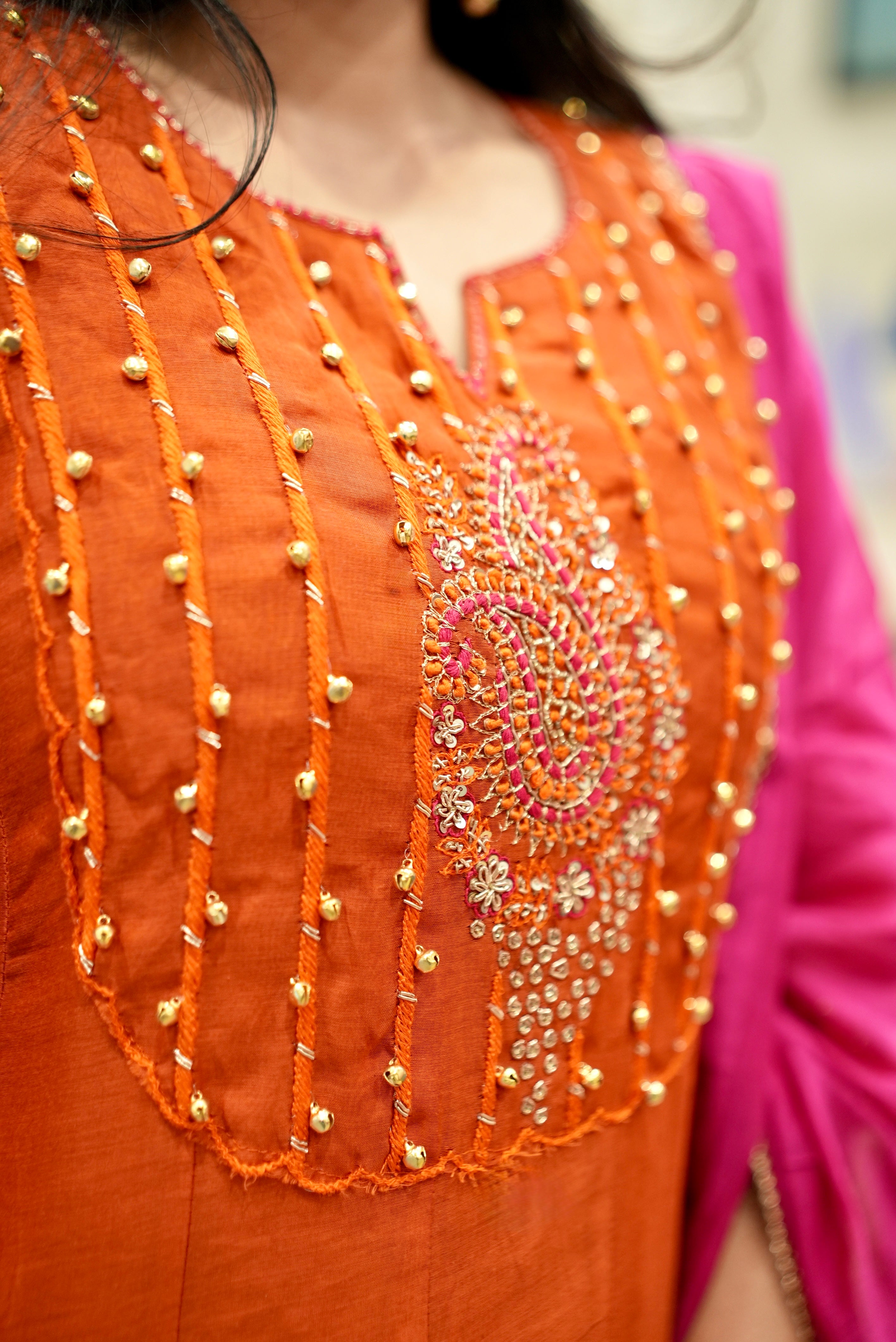 Orange Ghungroo Kurta Set