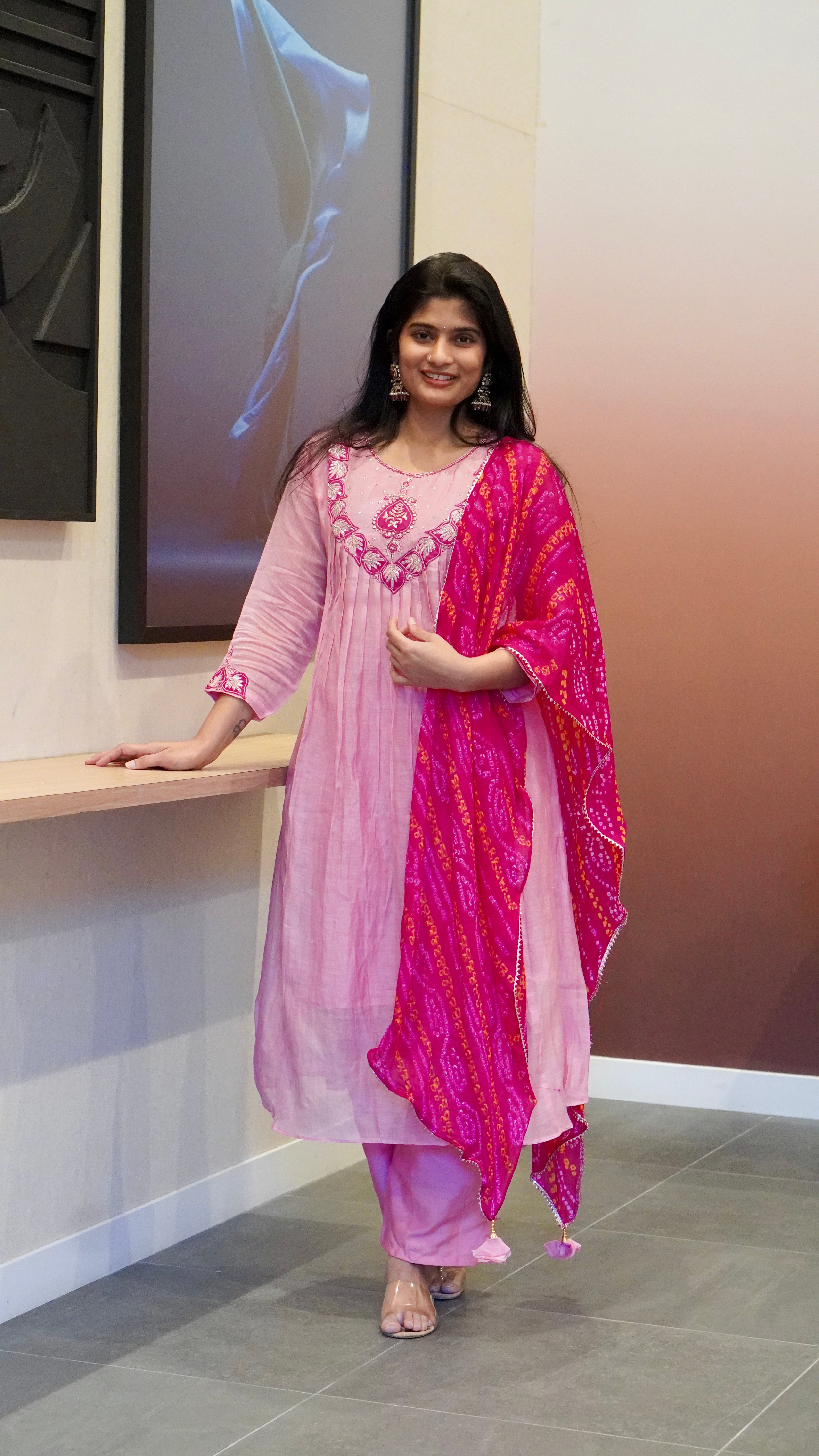 Baby Pink Embroidered Kurta Set