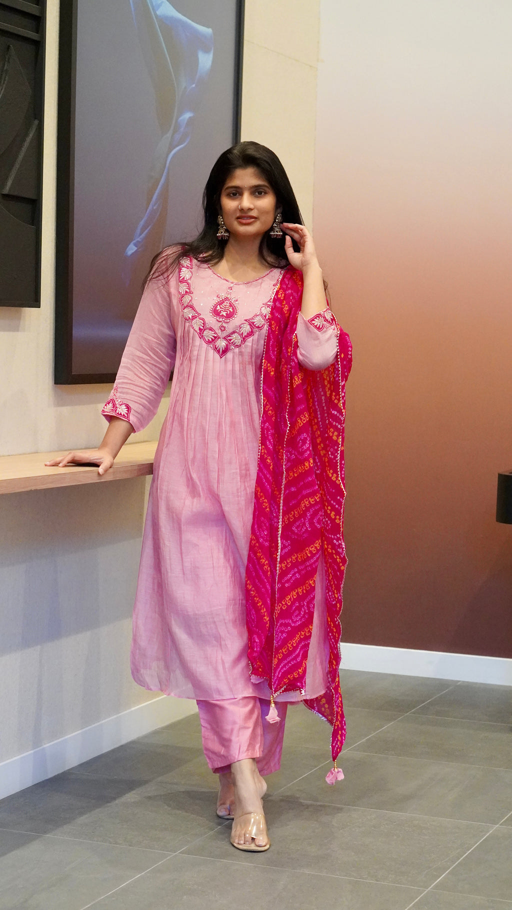 Baby Pink Embroidered Kurta Set