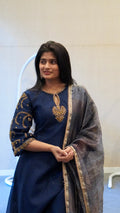 Deep Navy Blue Embroidered Kurta Set