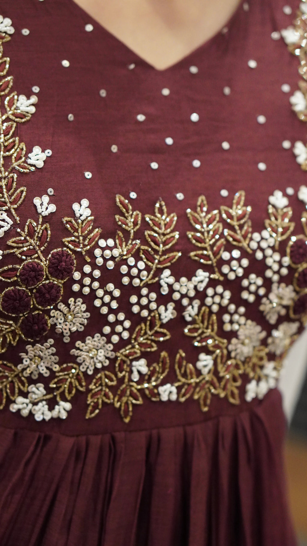 Berry Magenta/Wine Brown Embroidered Kurta Set