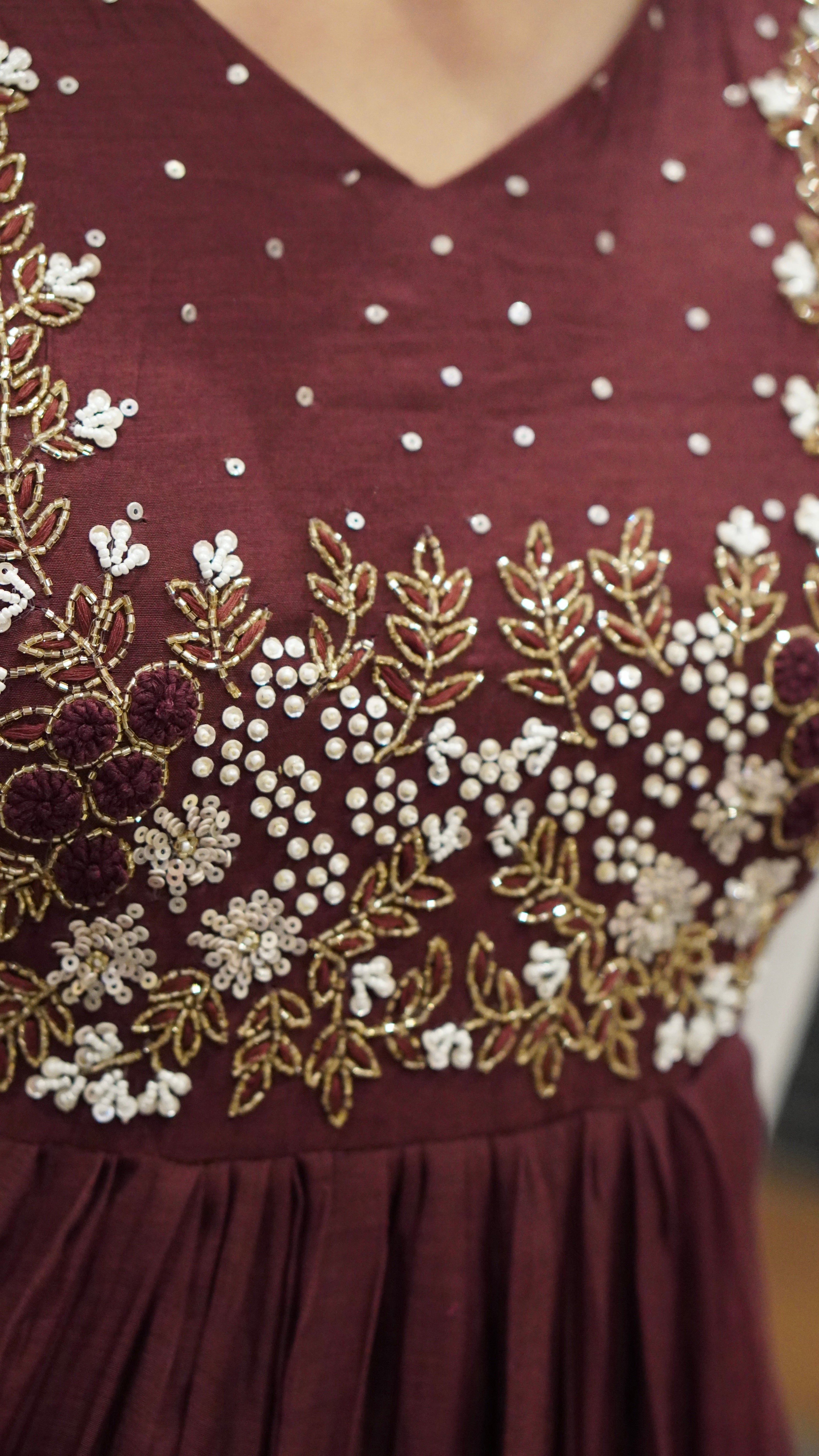 Berry Magenta/Wine Brown Embroidered Kurta Set