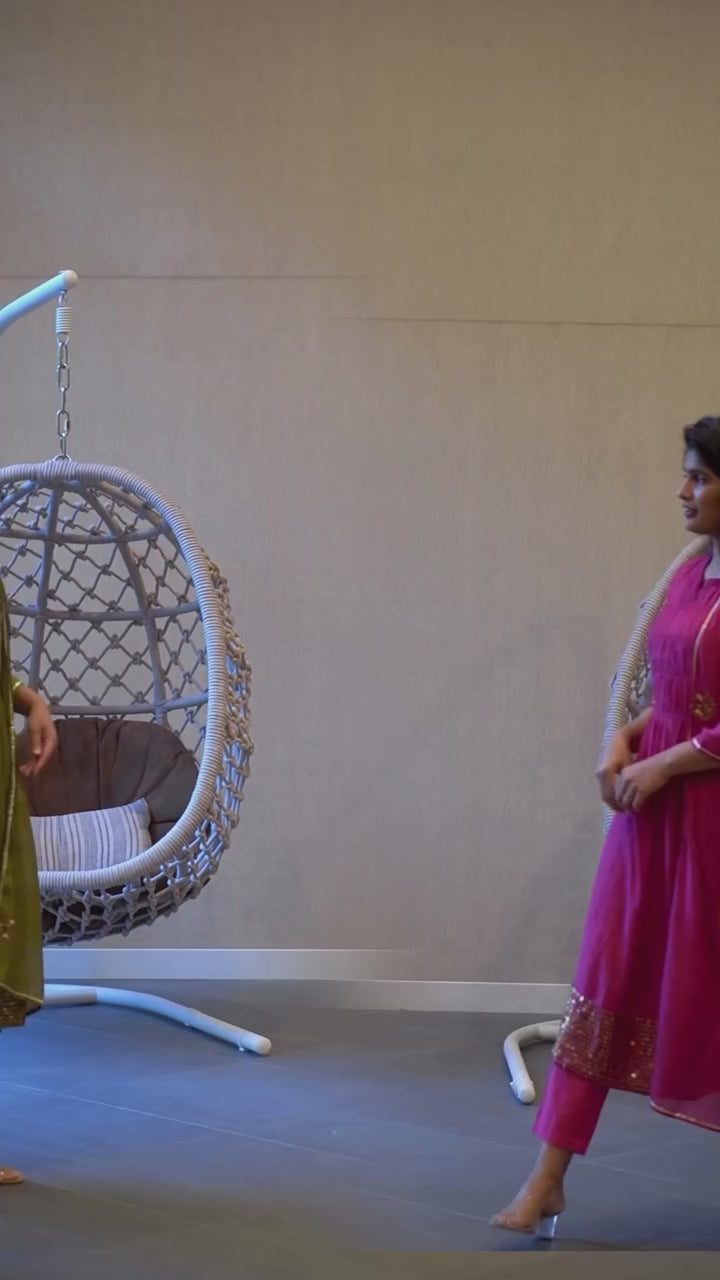 Rani Pink/Olive Green Kurta Set