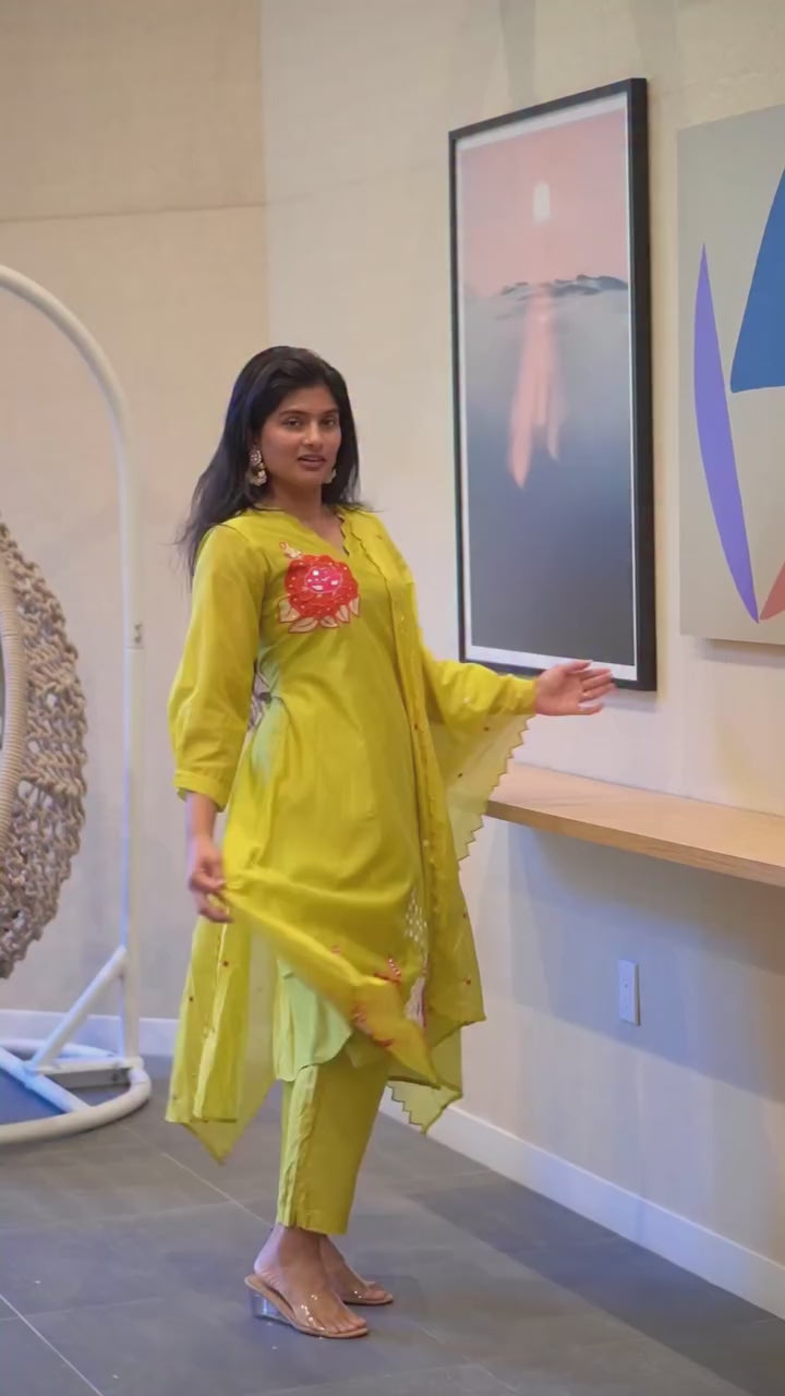 Pear Green Embroidered Kurta Set