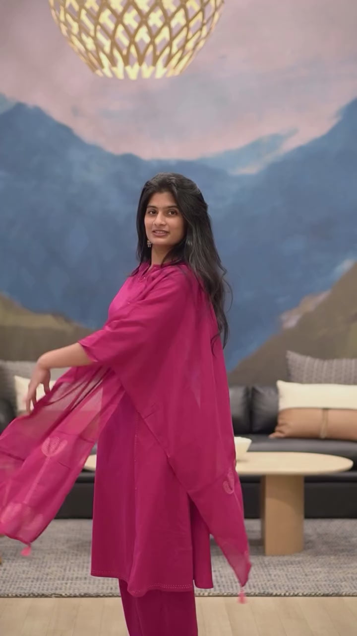 Pink Embroidered Kurta Set