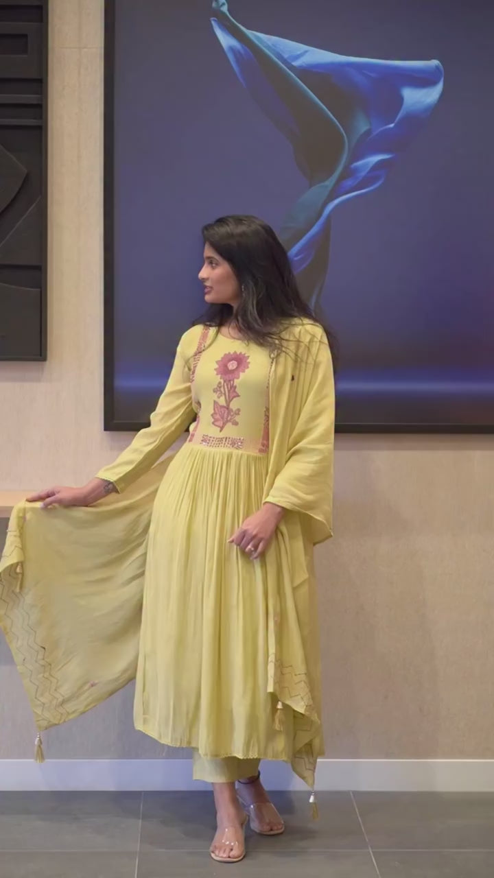 Yellow Embroidered Kurta Set