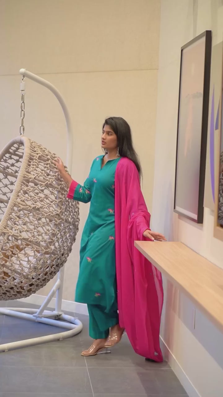 Blue and Pink Kurta Set