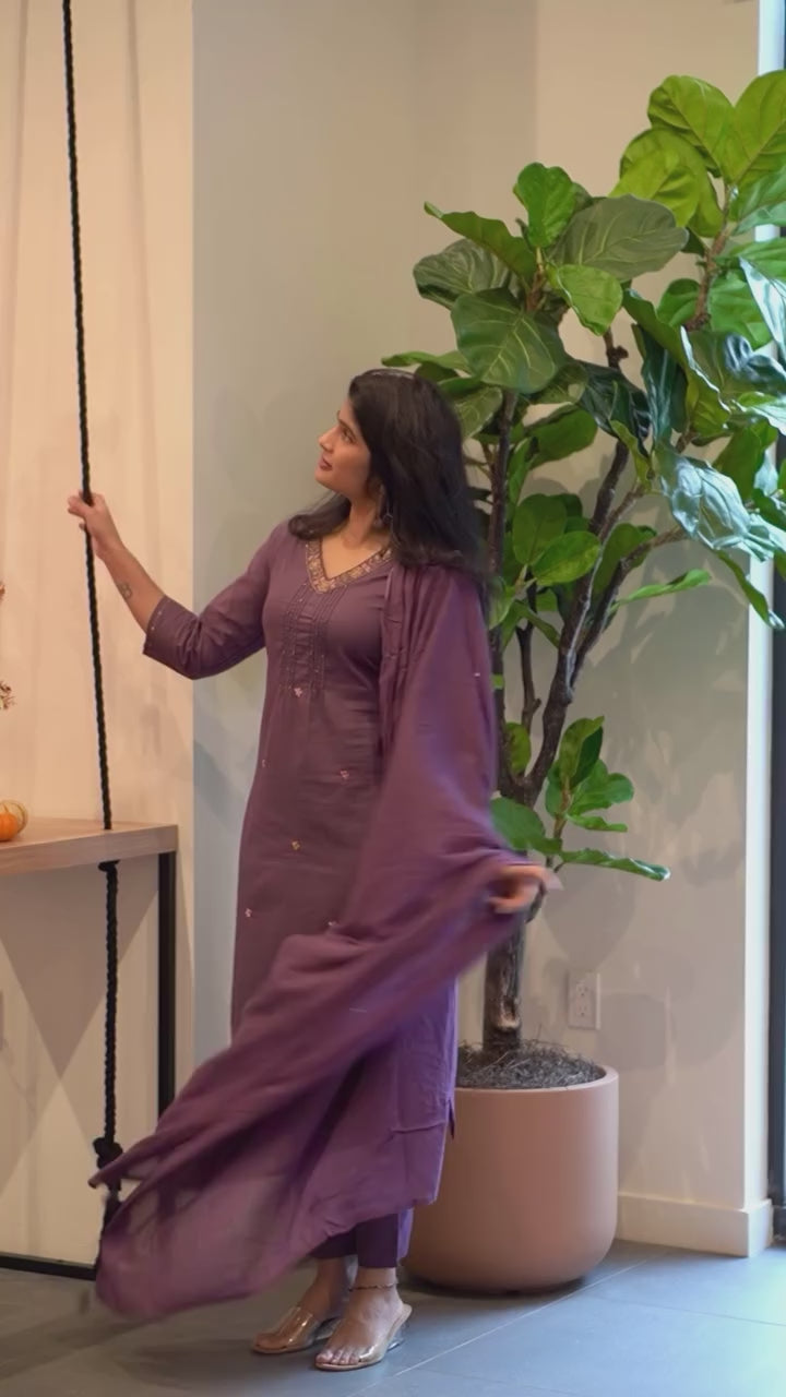 Plum Kurta Set