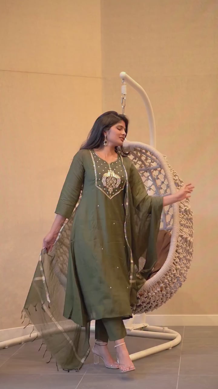 Olive green Kurta Set