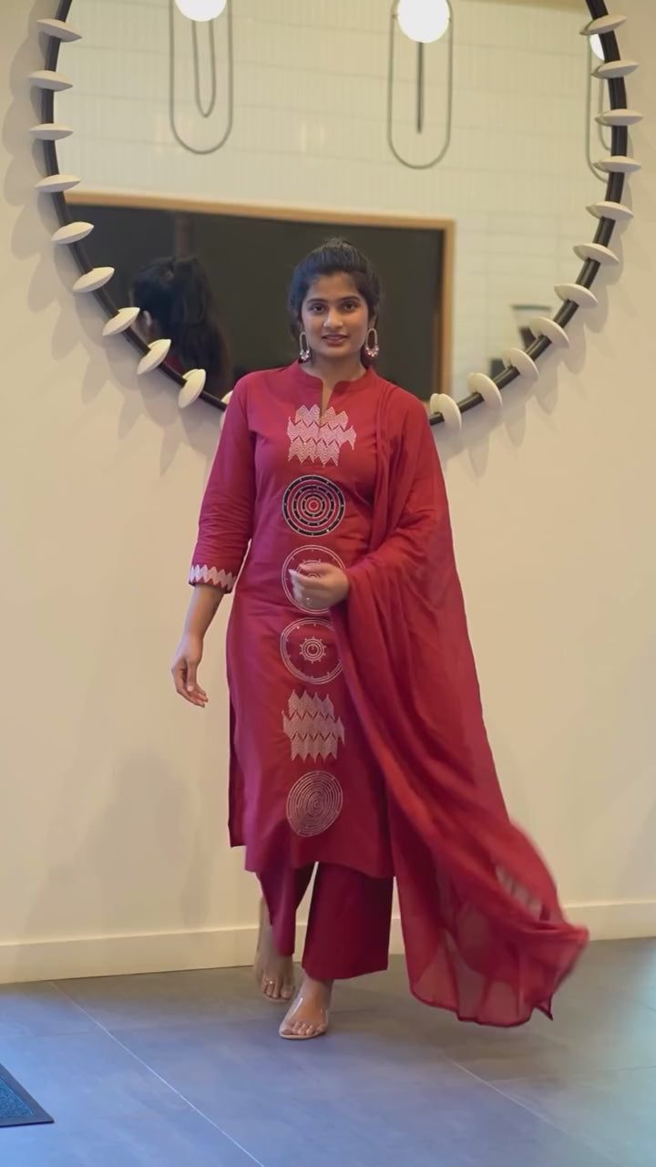 Maroon Kurta Set