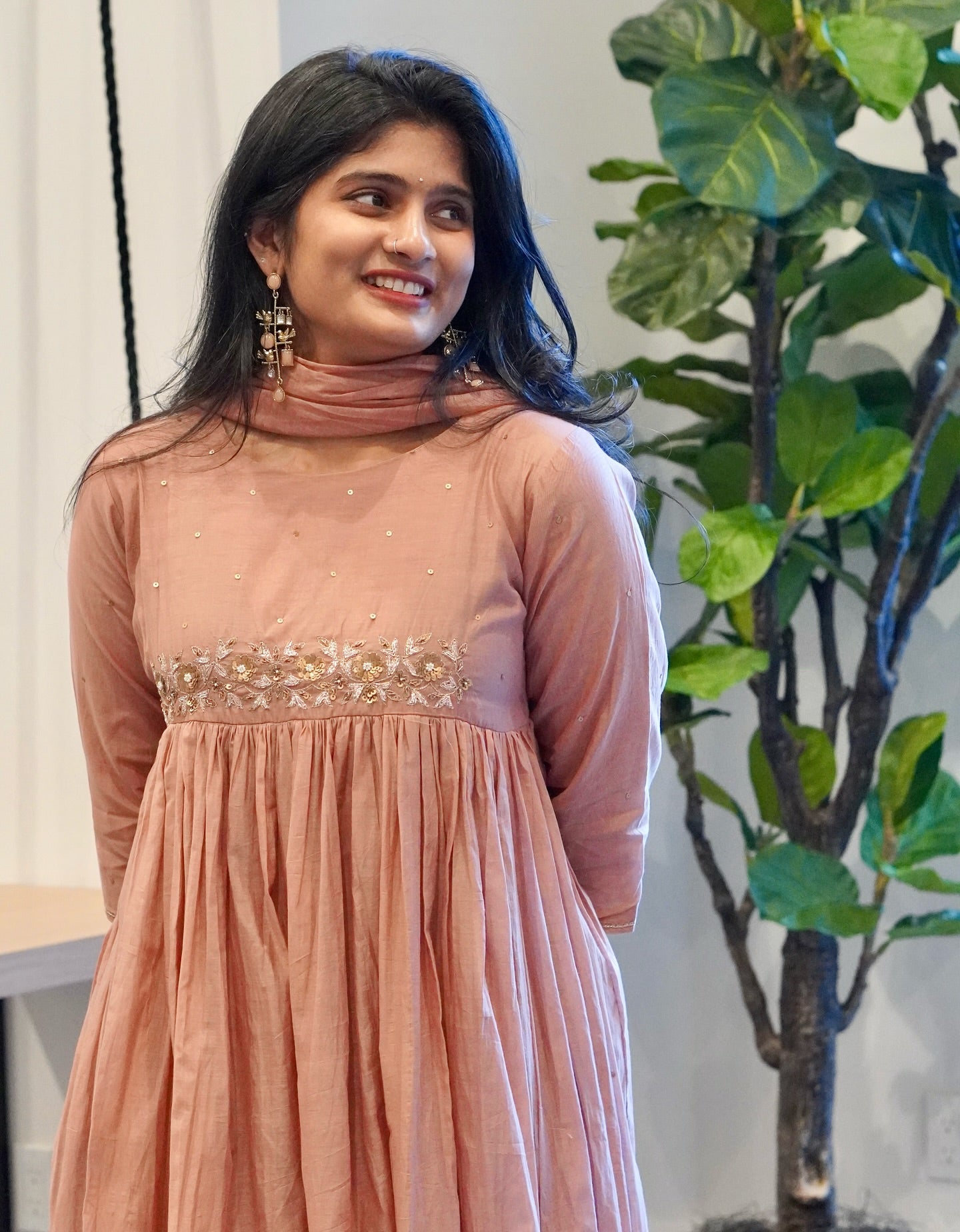 Frost Grey and Onion Pink Mul Chanderi Set