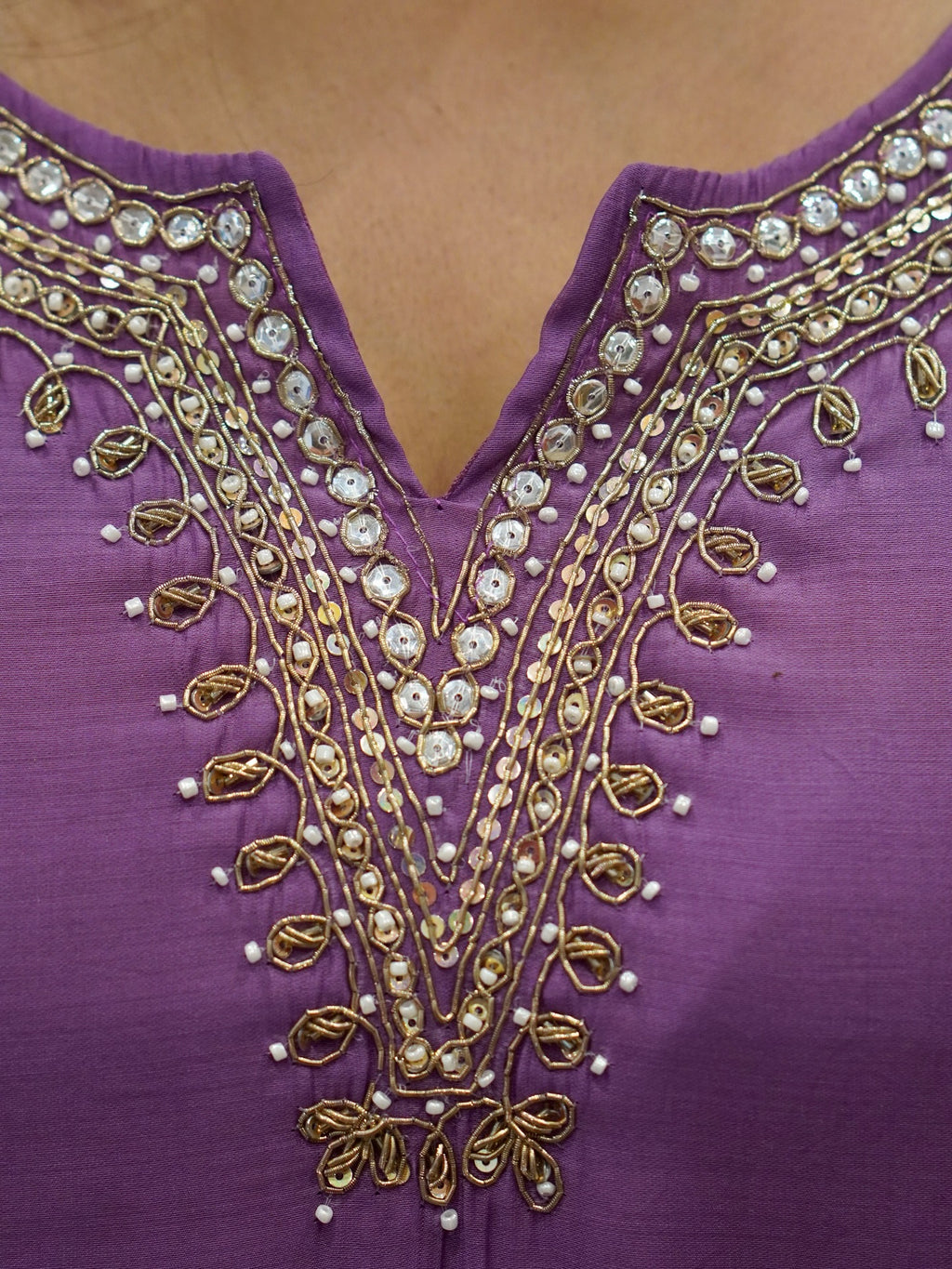 Purple Mul Chanderi Set