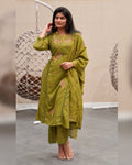 Vibrant Green Mul Chanderi