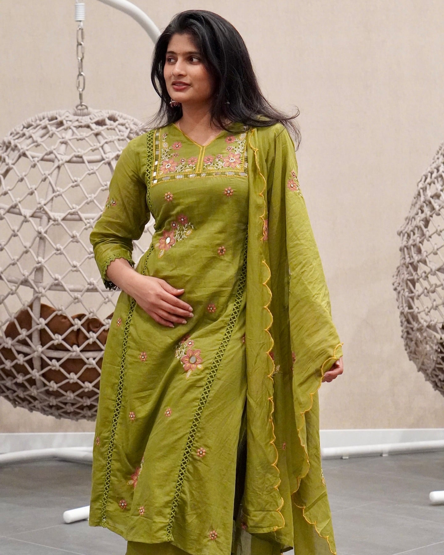 Vibrant Green Mul Chanderi