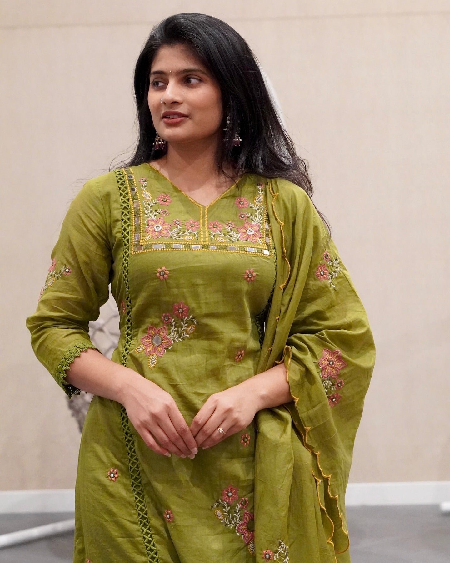 Vibrant Green Mul Chanderi