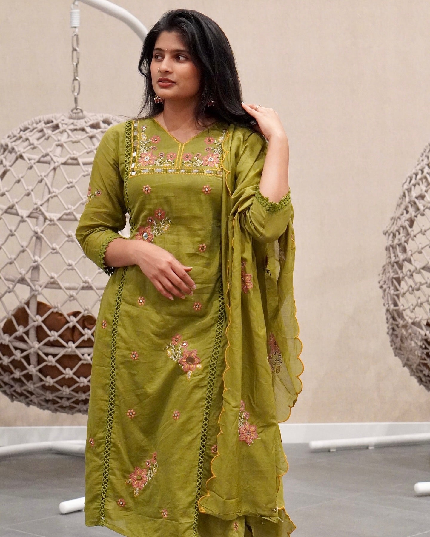 Vibrant Green Mul Chanderi