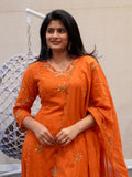 Bold Orange Mul Chanderi