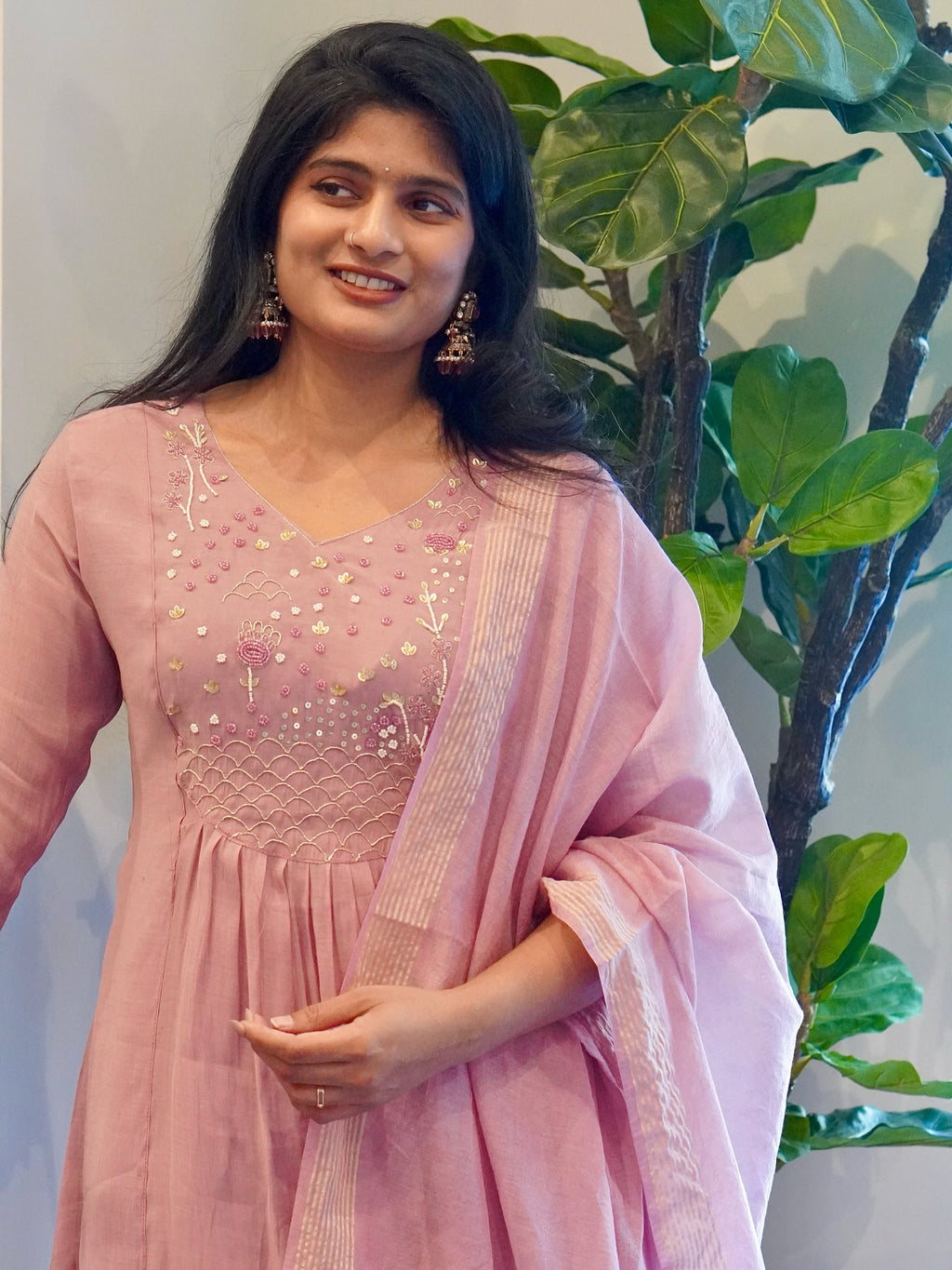 Onion Pink Mul Chanderi