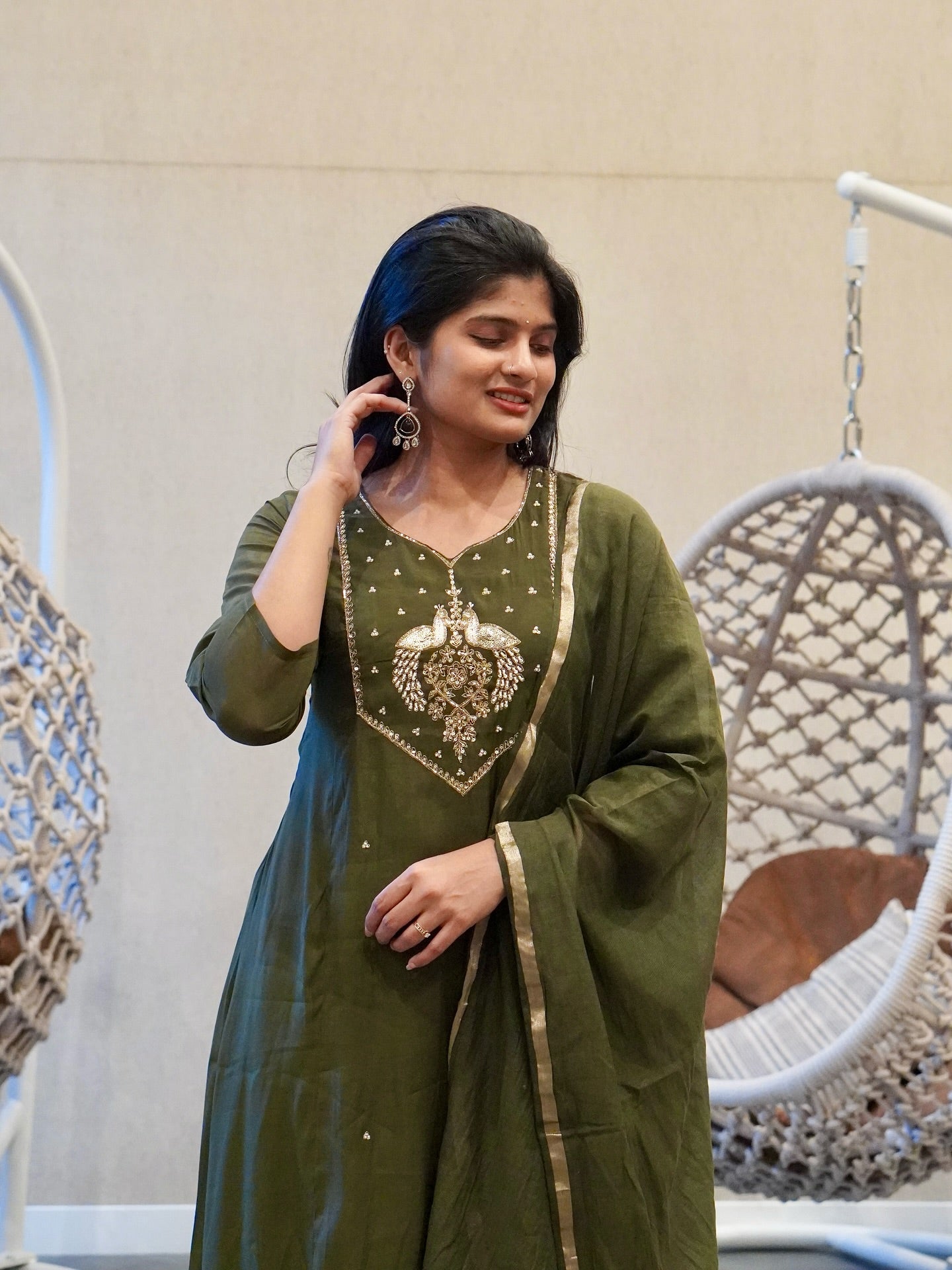 Olive green Kurta Set
