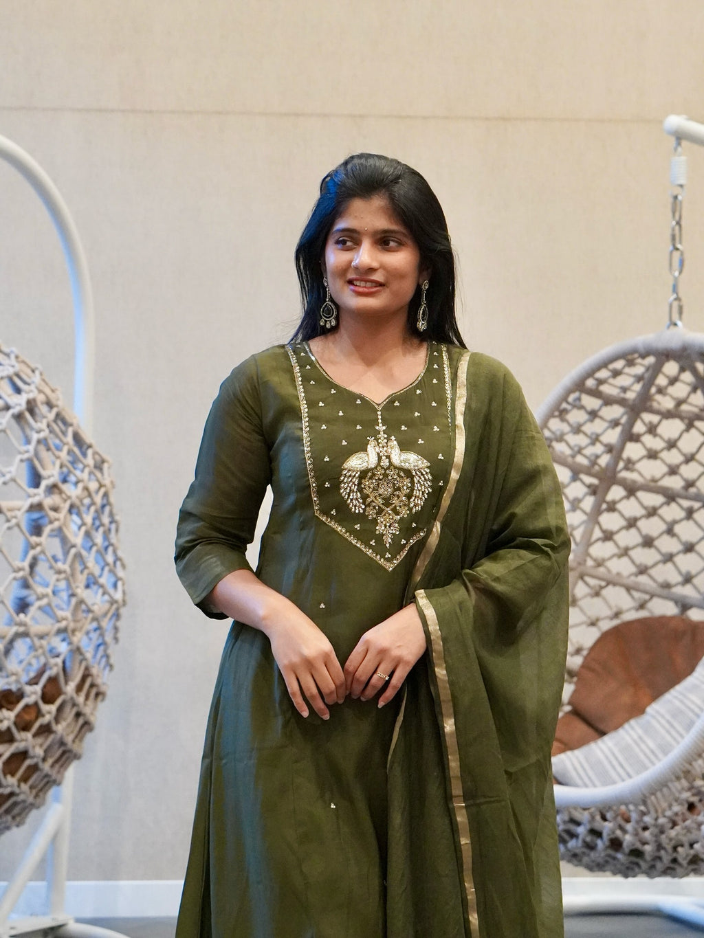 Olive green Kurta Set