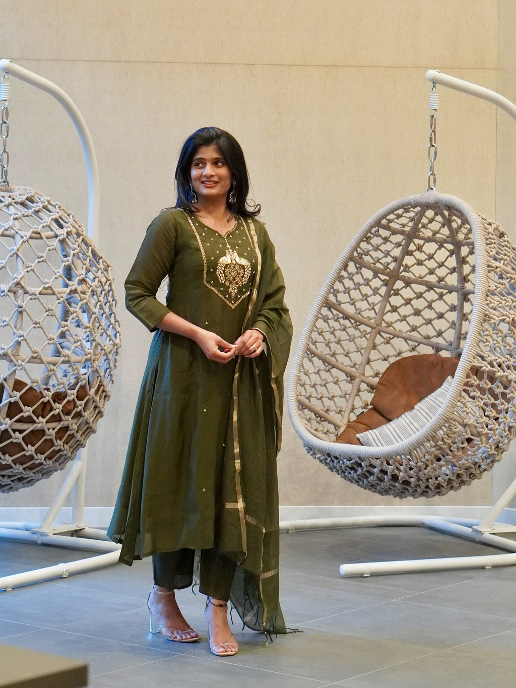 Olive green Kurta Set