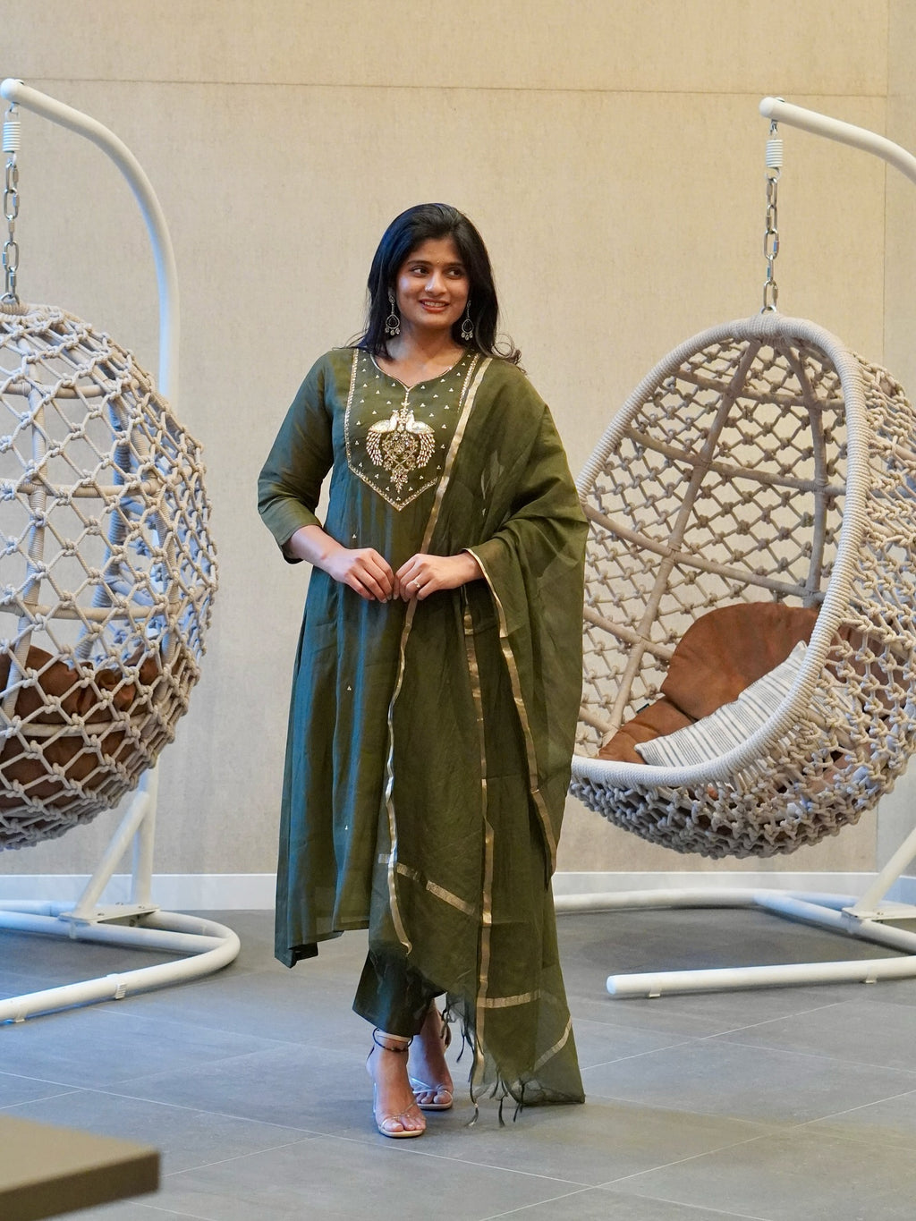 Olive green Kurta Set