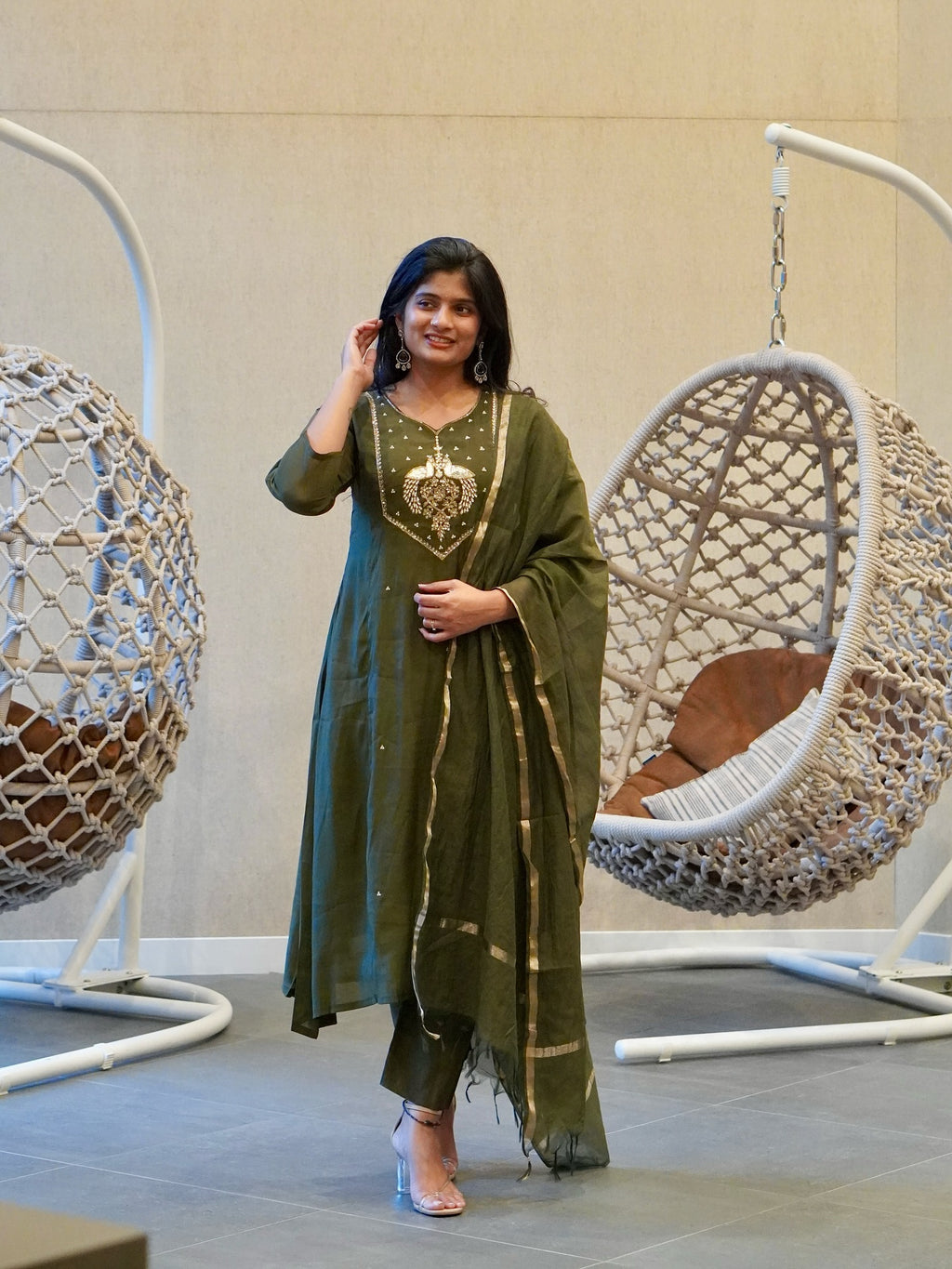 Olive green Kurta Set