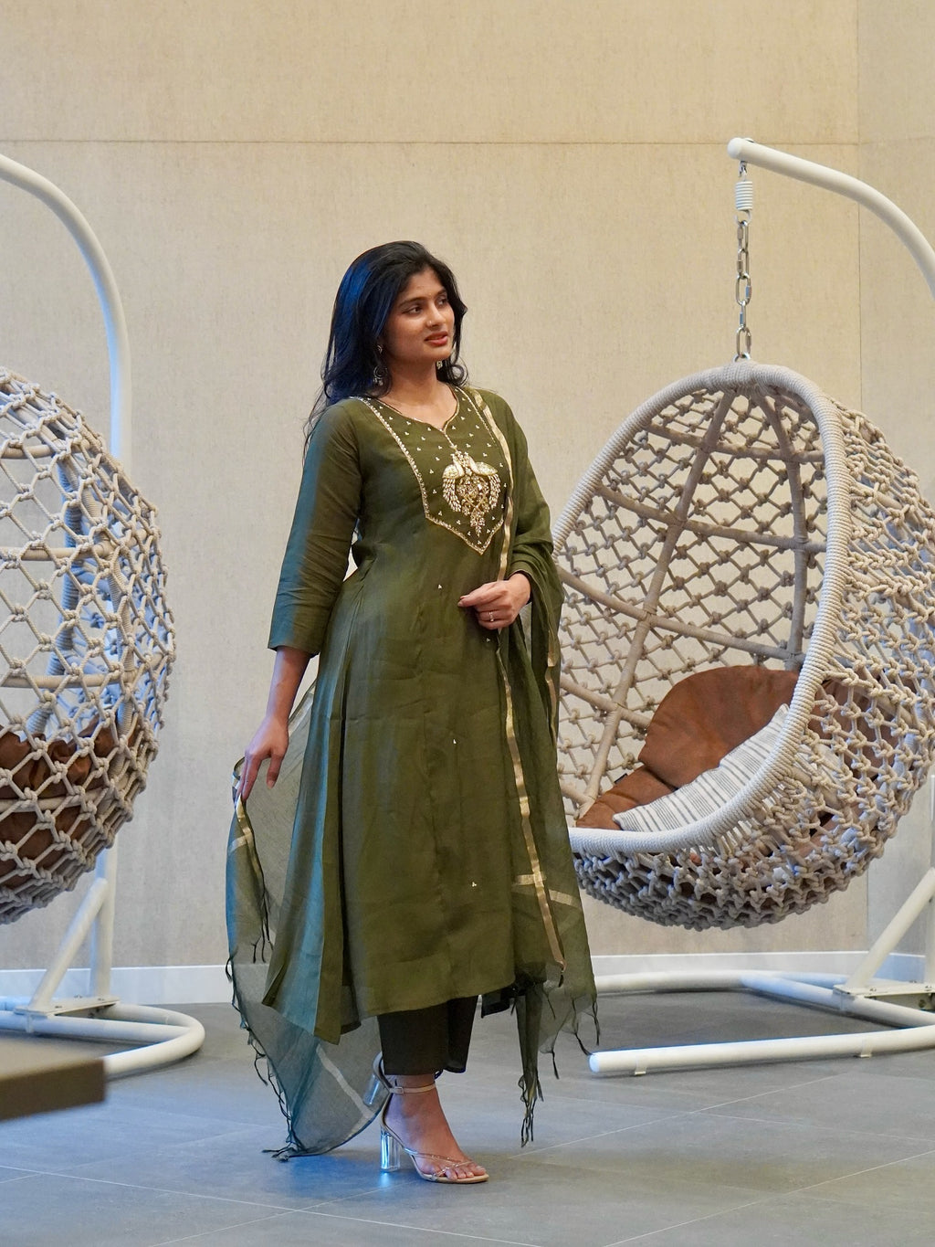 Olive green Kurta Set