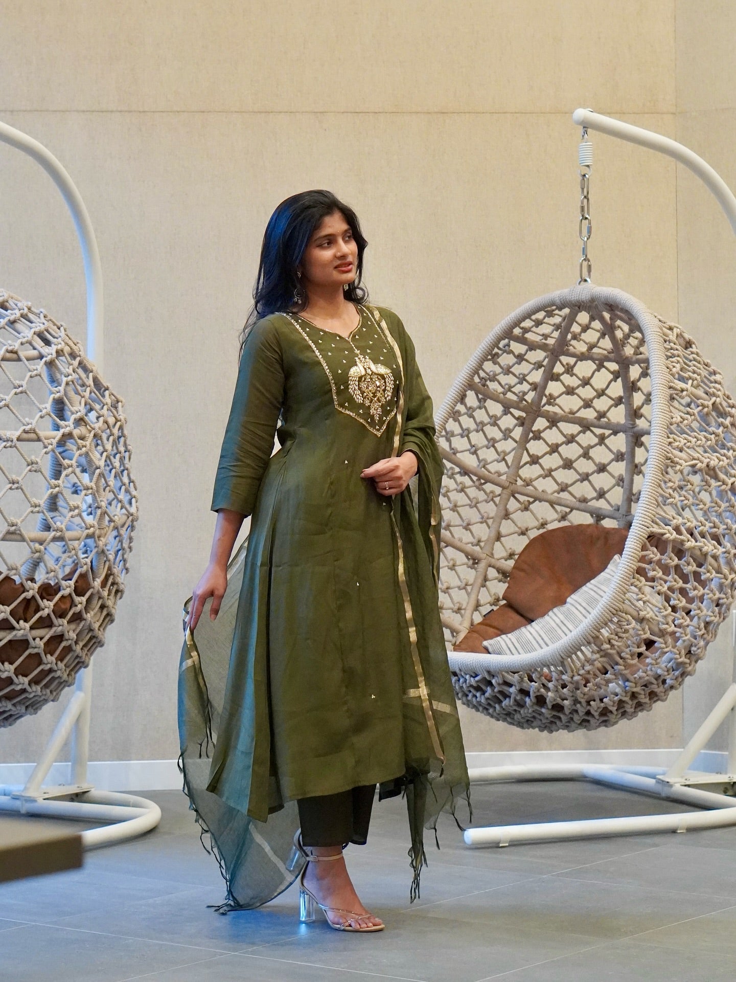 Olive green Kurta Set