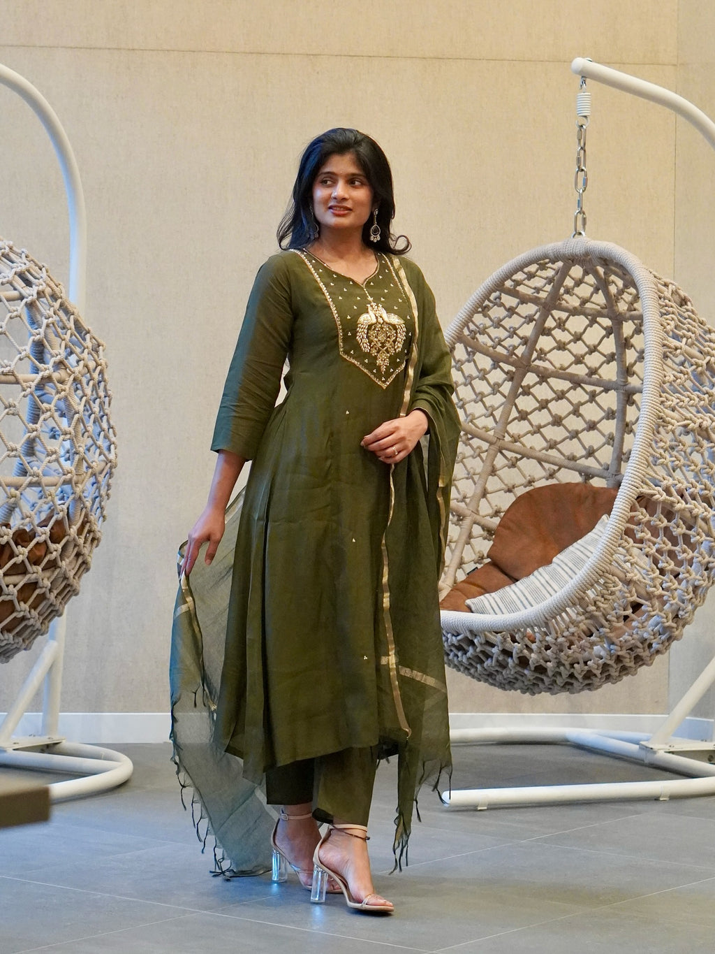 Olive green Kurta Set