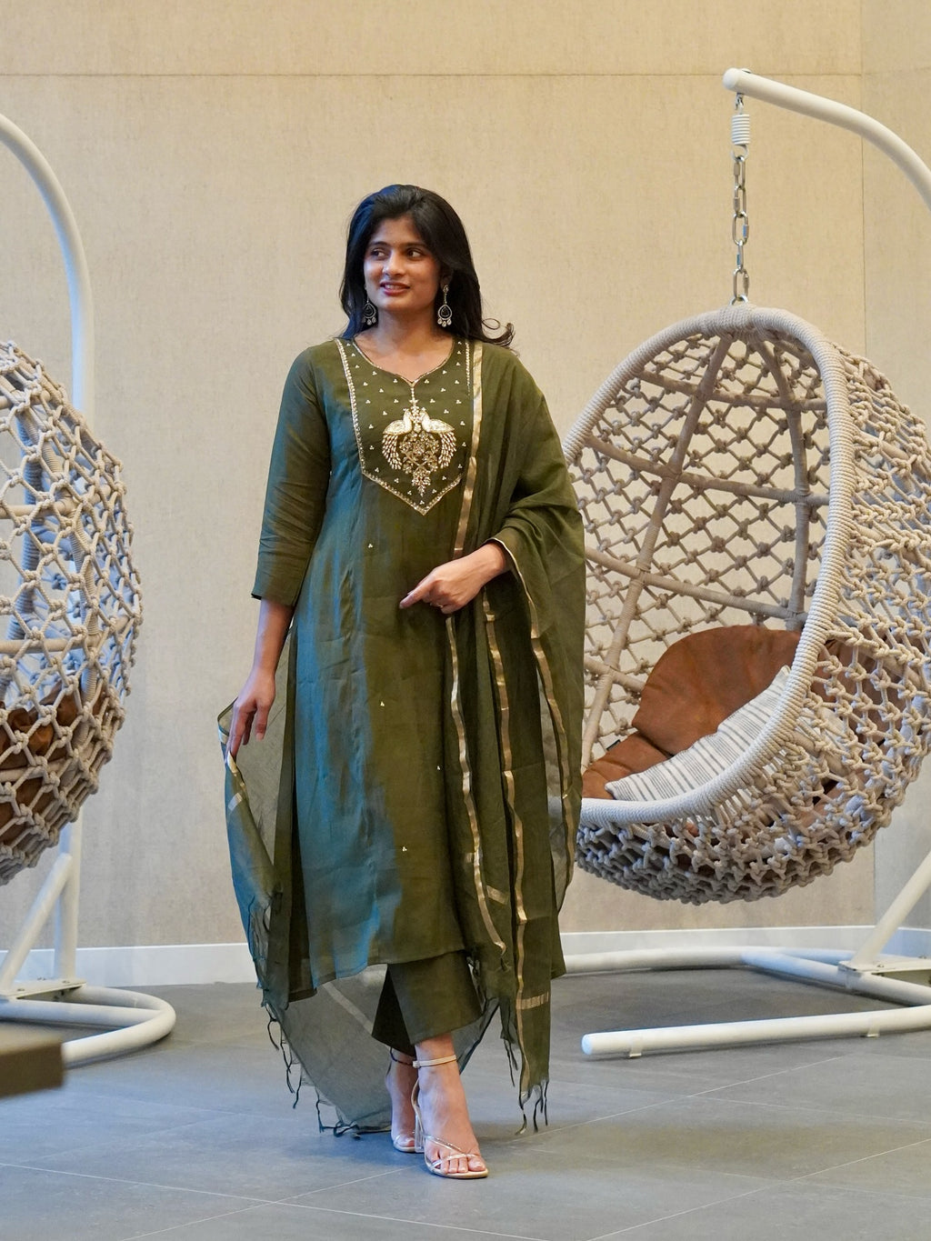 Olive green Kurta Set