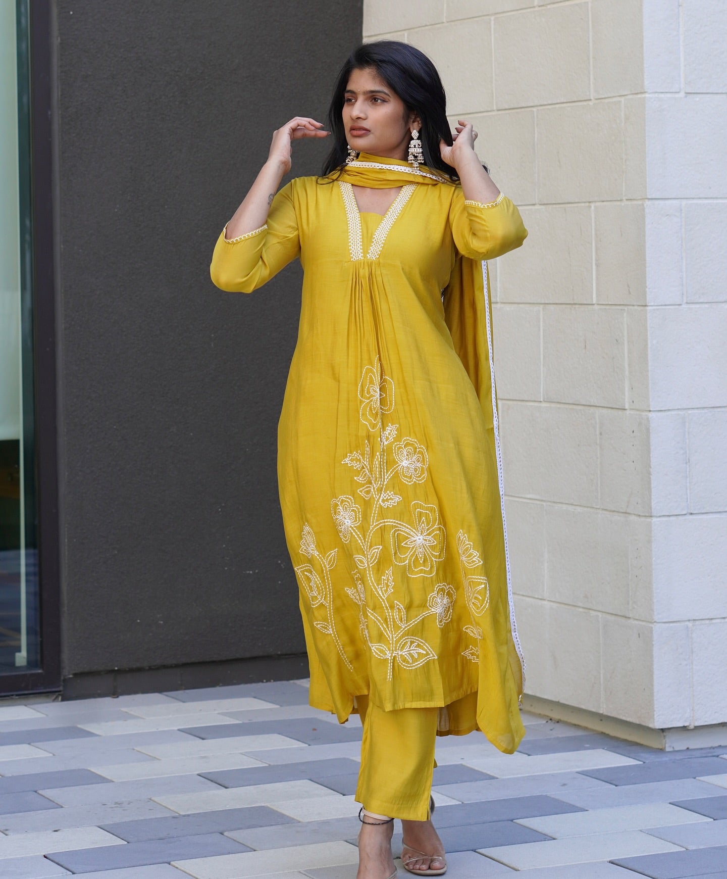 Soft Yellow Embroidered Kurta Set