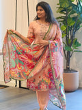 Peach Viscose Kurta Set