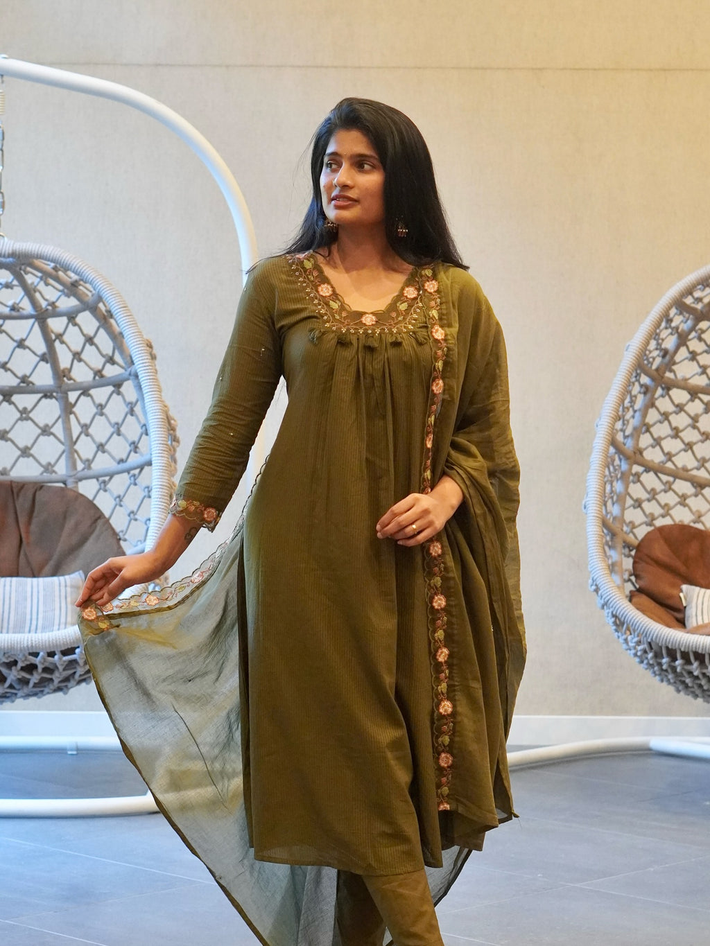 Soft mul cotton Embroidered Kurta Set