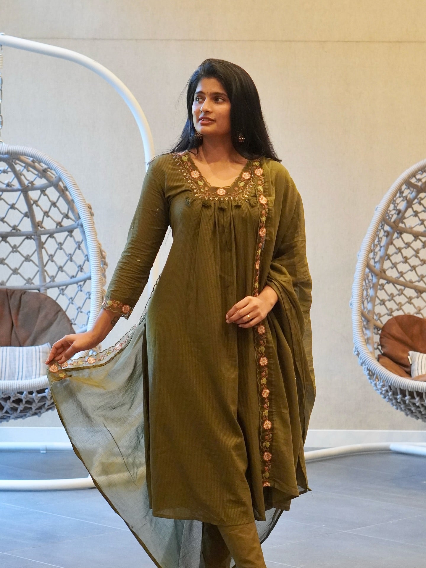 Soft mul cotton Embroidered Kurta Set
