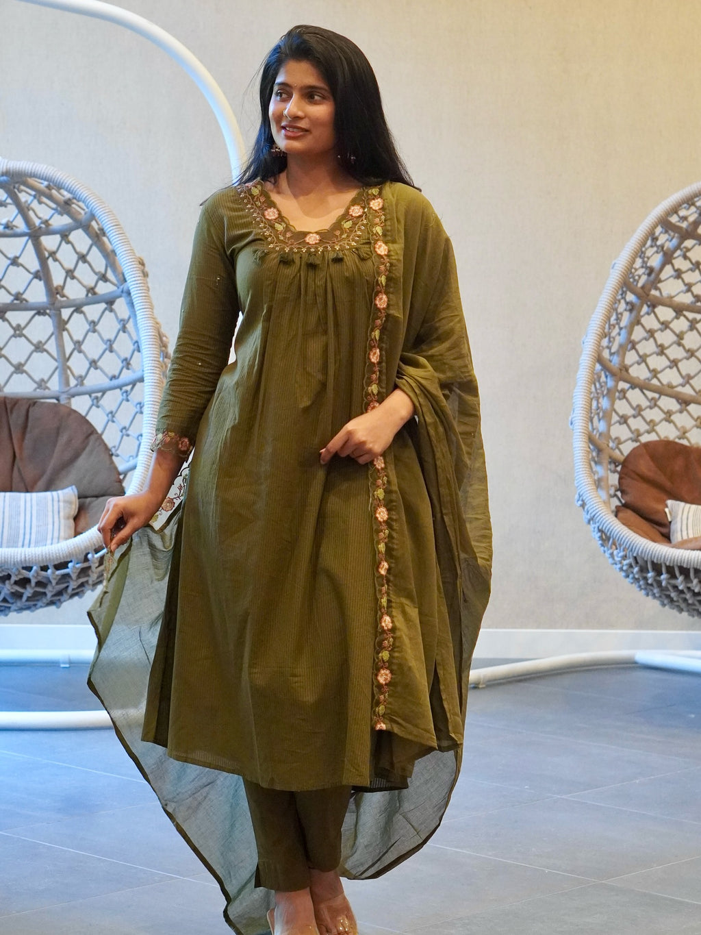 Soft mul cotton Embroidered Kurta Set
