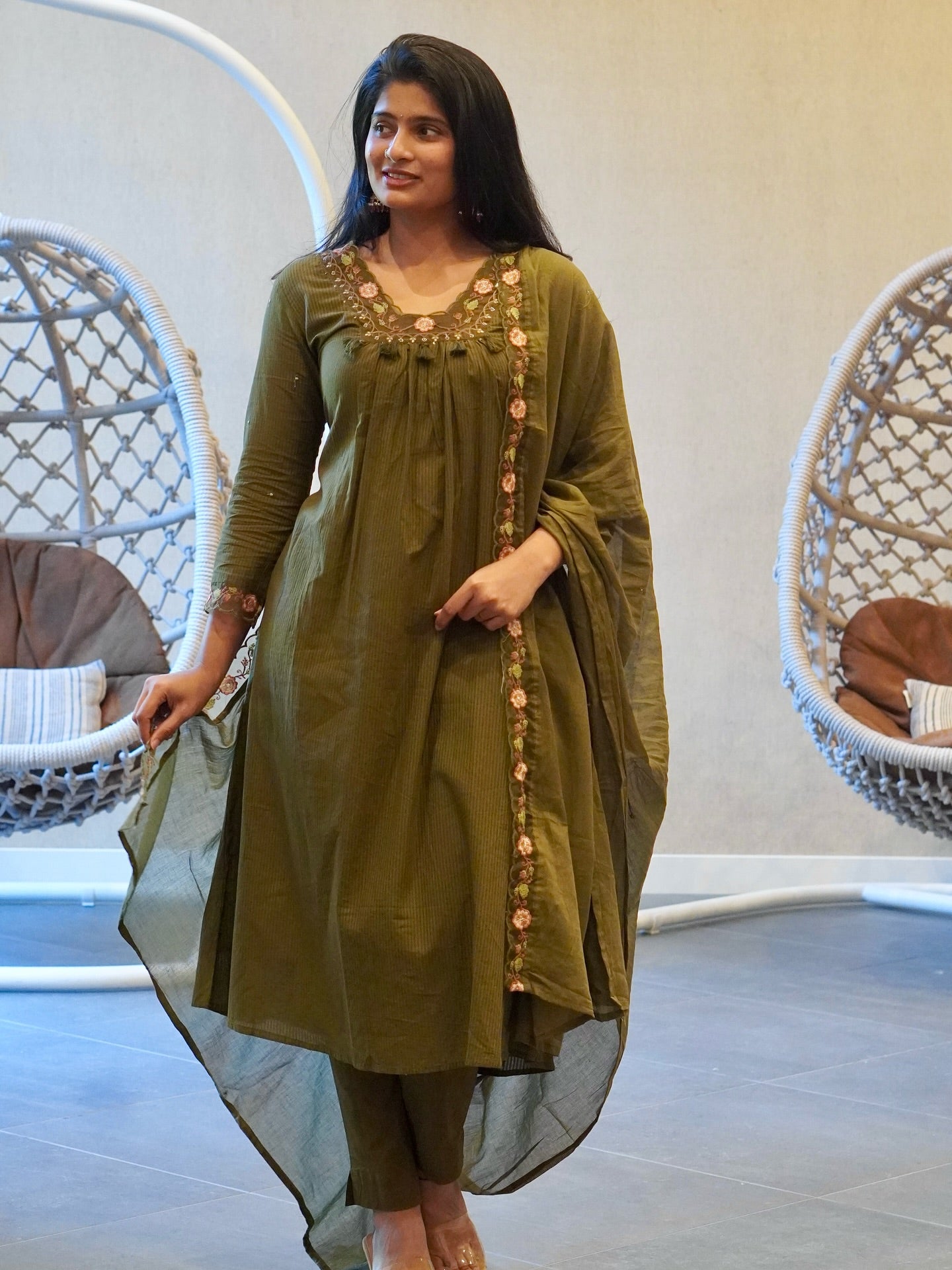 Soft mul cotton Embroidered Kurta Set