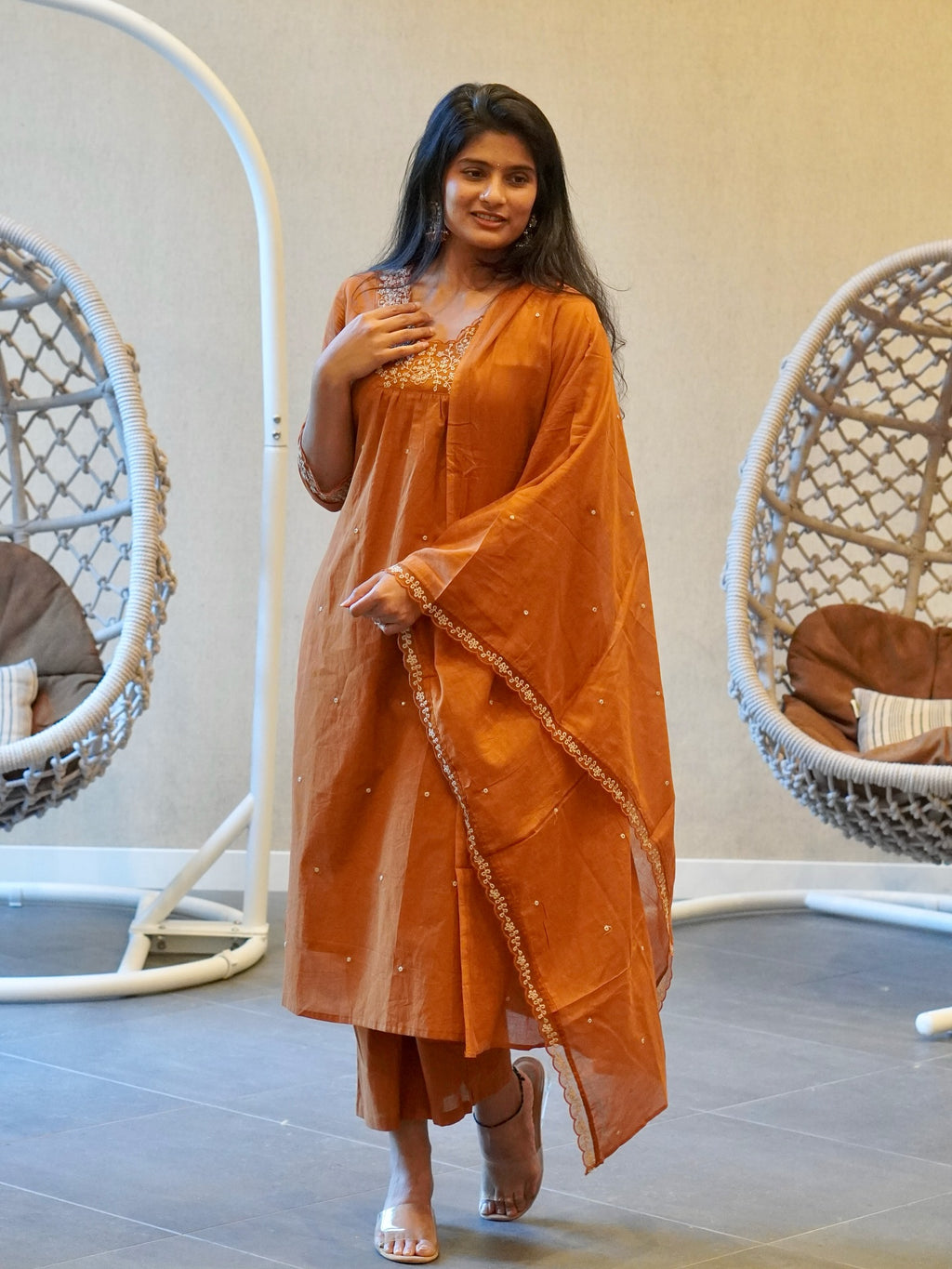 Soft mul cotton Embroidered Kurta Set