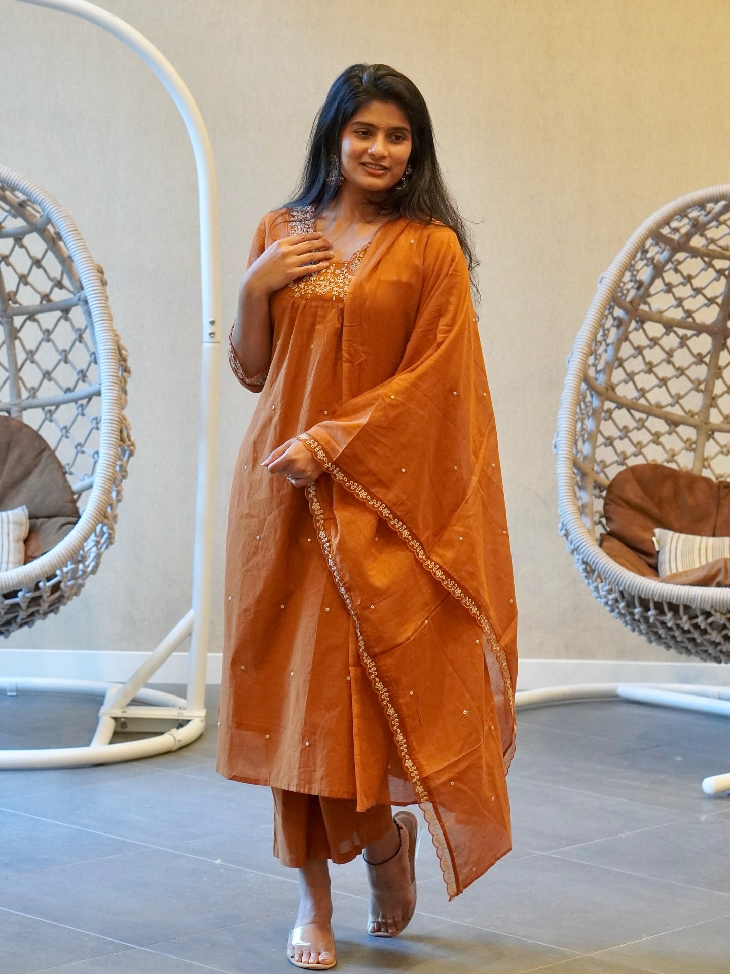 Soft mul cotton Embroidered Kurta Set