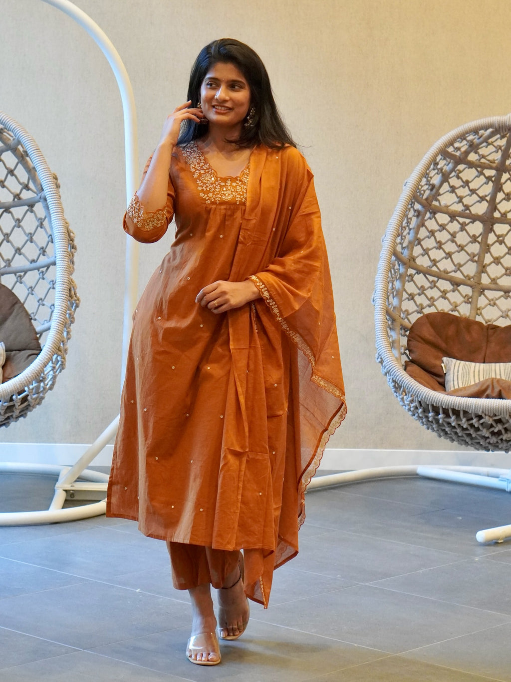Soft mul cotton Embroidered Kurta Set